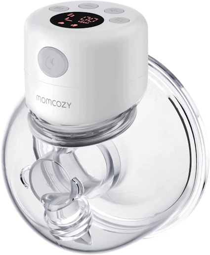 A Momcozy Wearable Breast Pump on a white background.