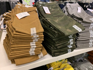 womens pants on shelf