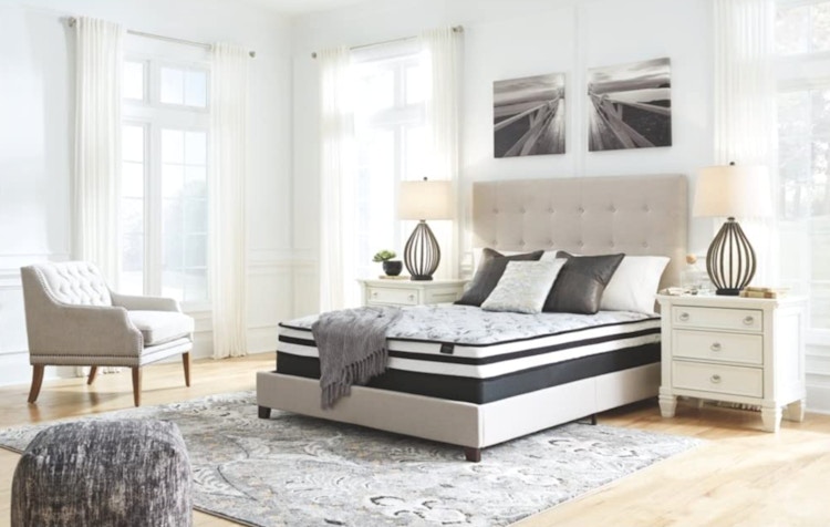 modern master bedroom with ashley furniture