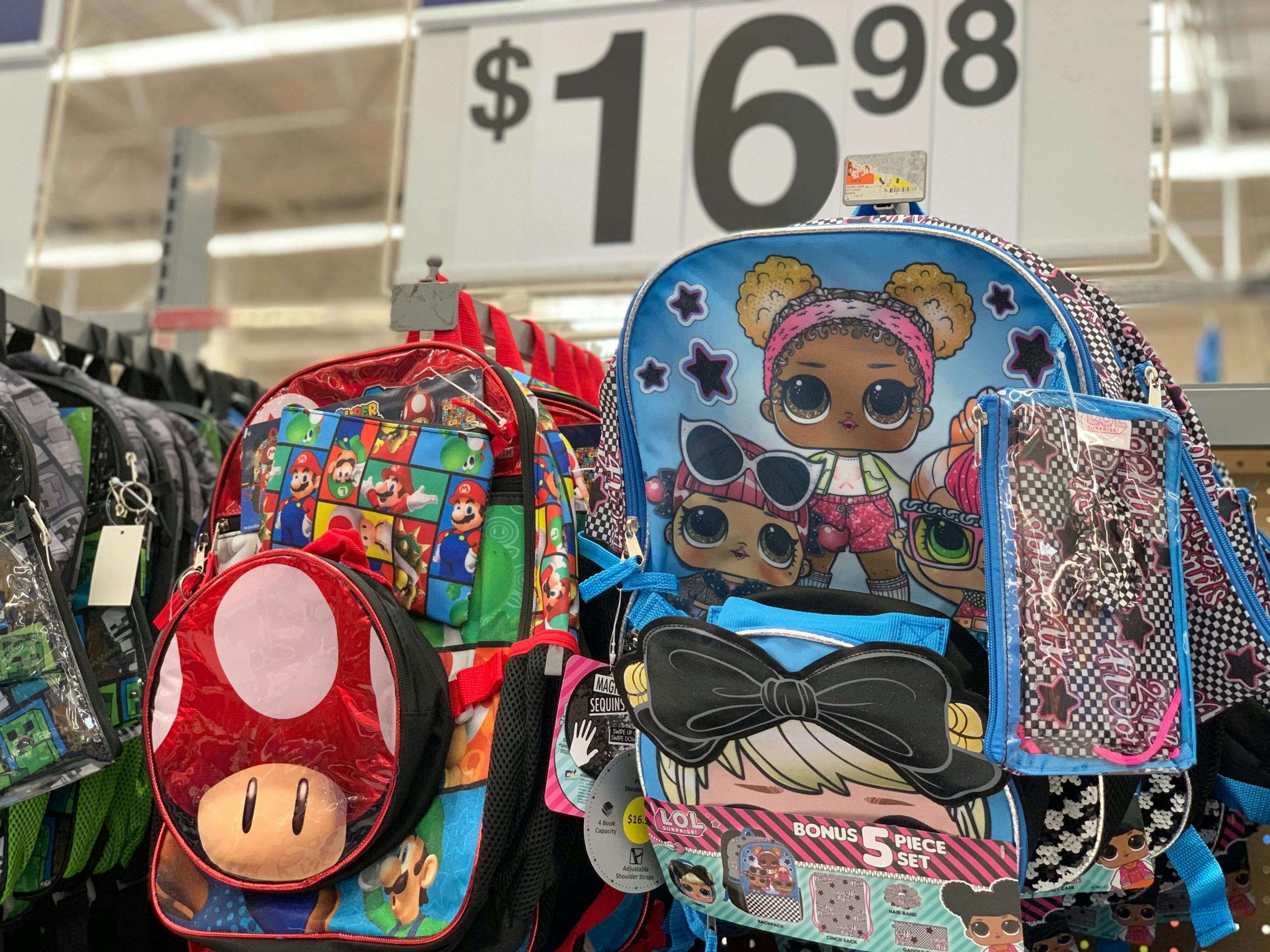 walmart character backpacks