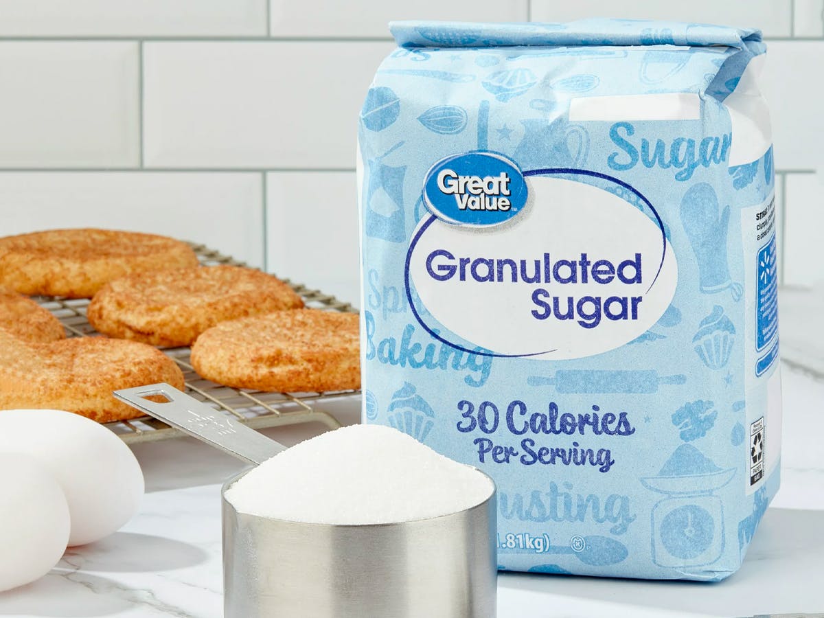 Great value sugar on a counter