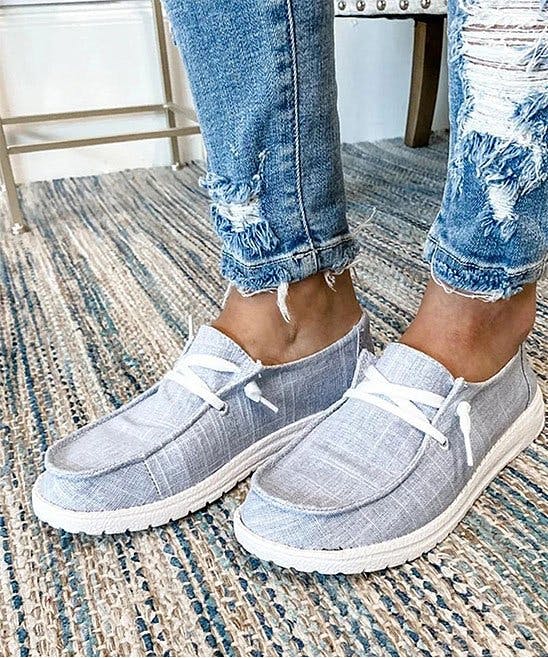 women's gray boat shoes