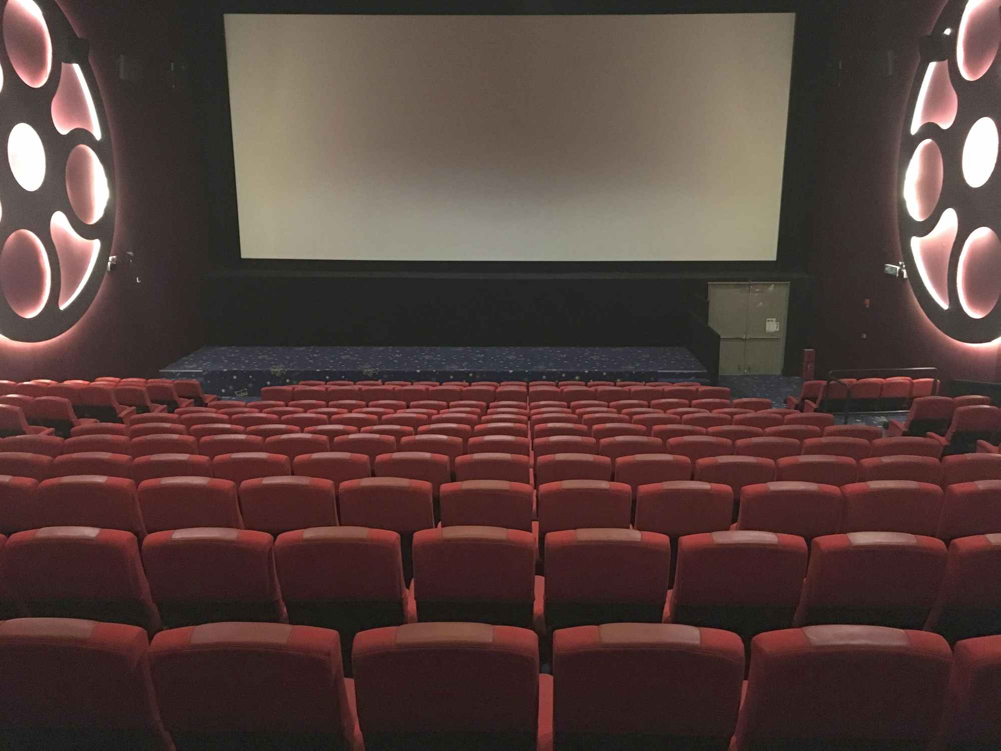 An empty movie theater.
