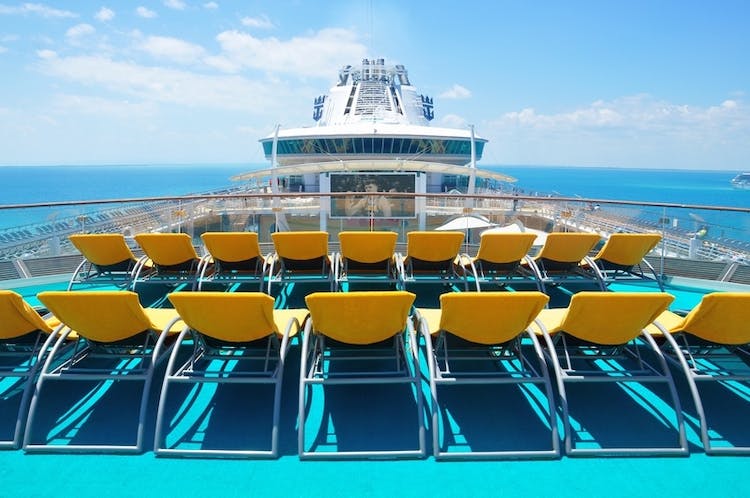 cruise ship with loungechairs