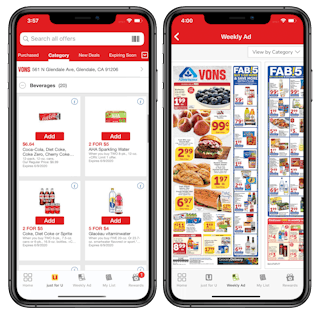 Vons app, digital coupons, and weekly add