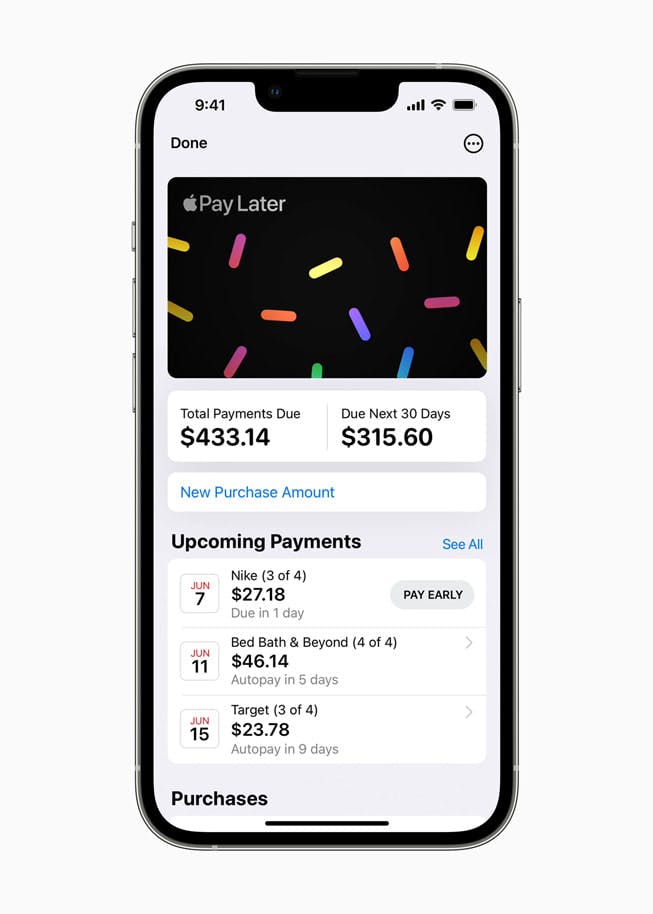 Screenshot of Apple Buy Now Pay Later payment option on an iPhone
