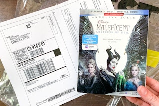 Printed pre-paid return label with Maleficent Blu-ray combo pack