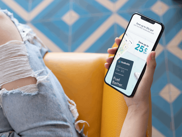iphone showing gas buddy app save up to 25 cents a gallon