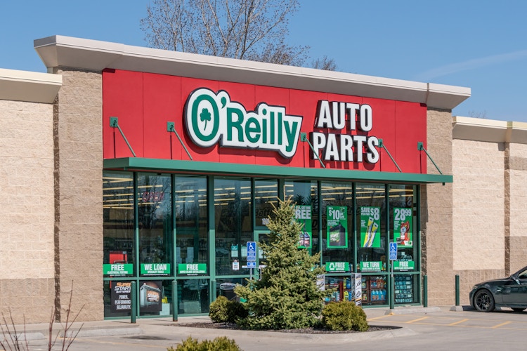 O`Reilly Auto Parts retail exterior and trademark logo