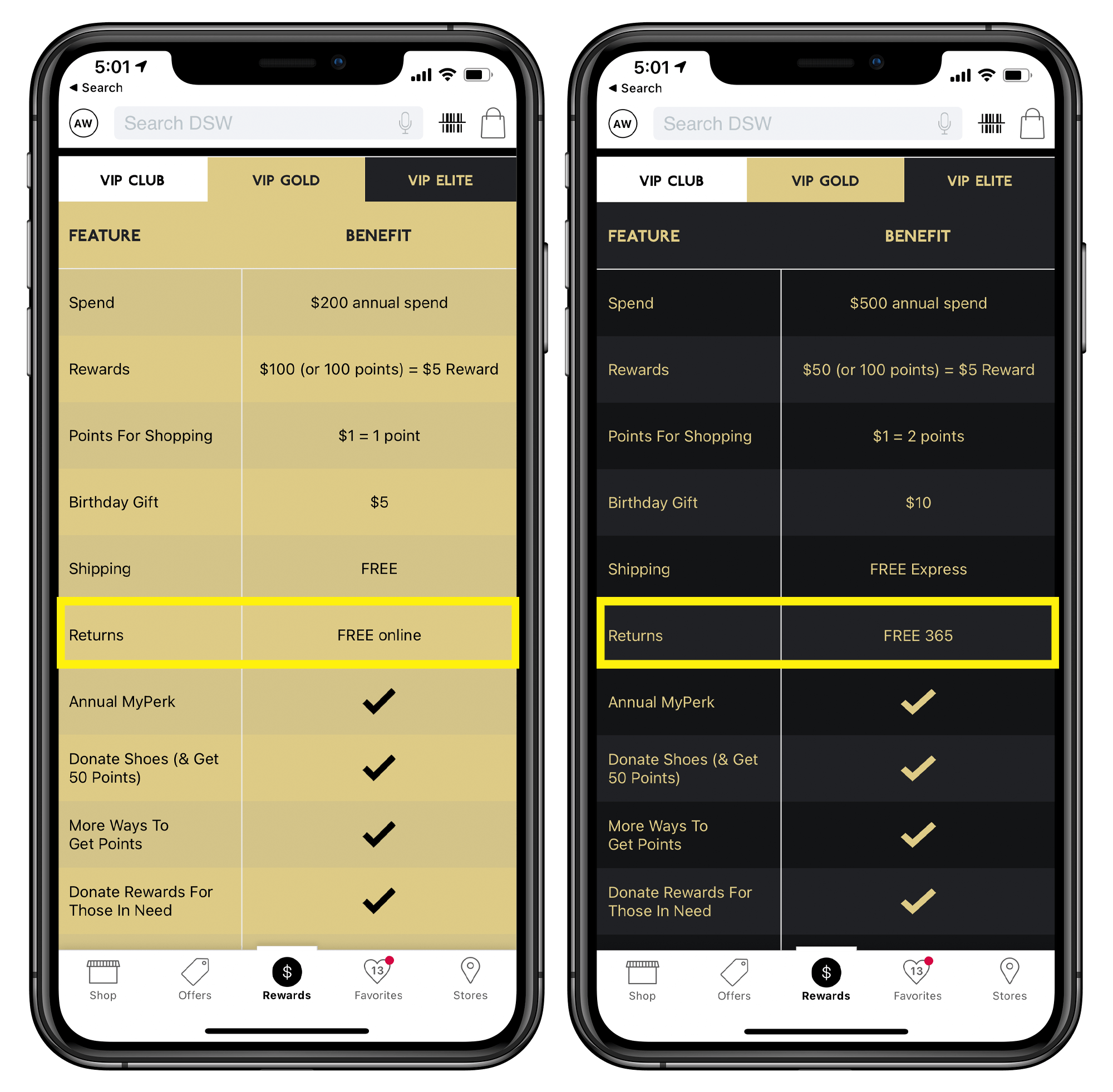 DSW Benefits vip club rewards