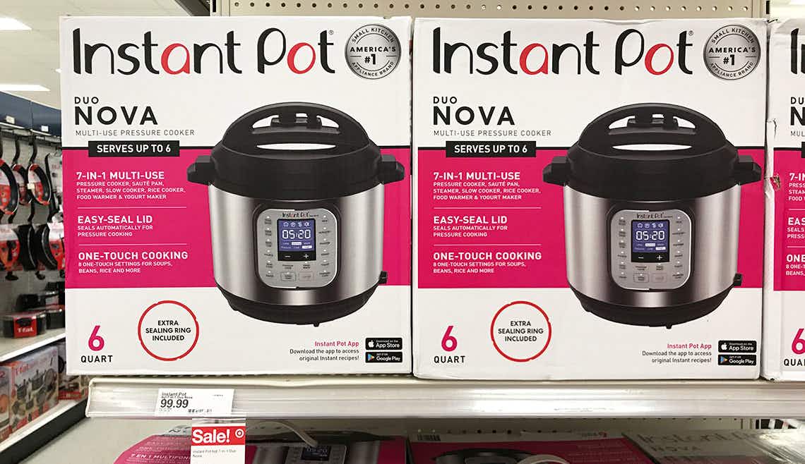 Nova Instant Pots on a shelf at Target