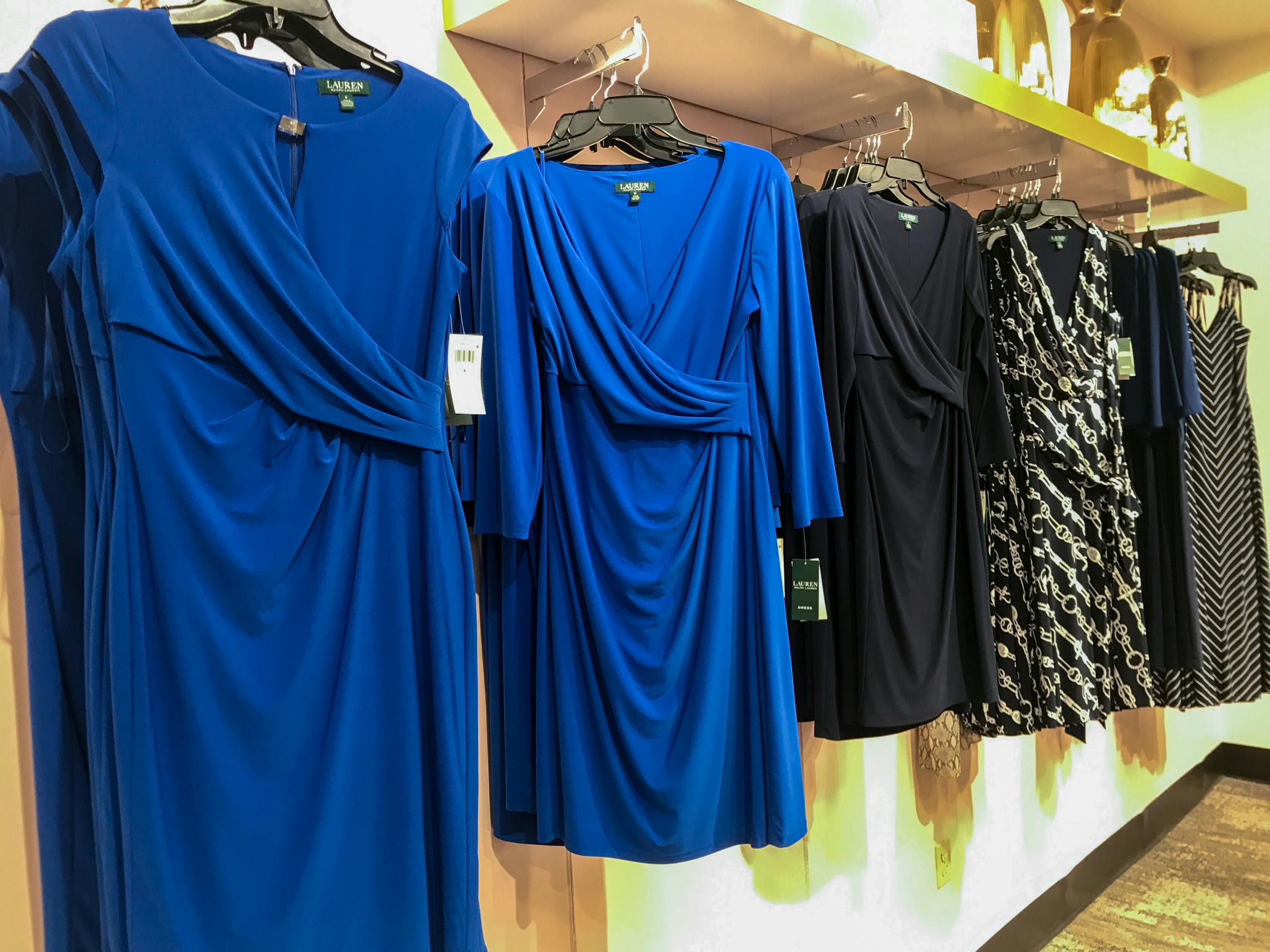 Womens dresses hanging inside Macys