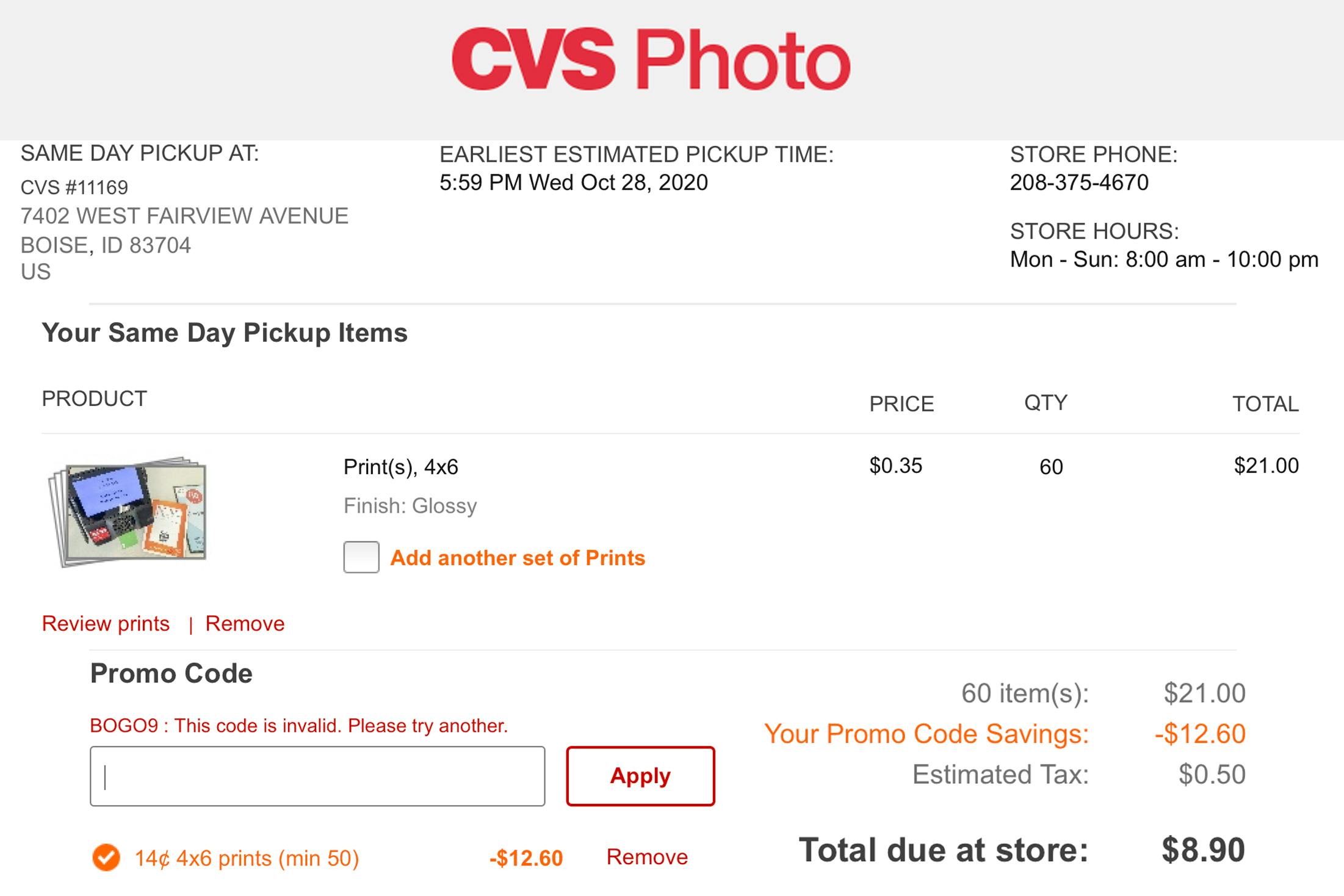 cvs passport photo print price