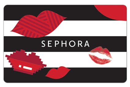 a physical sephora gift card with lips on it