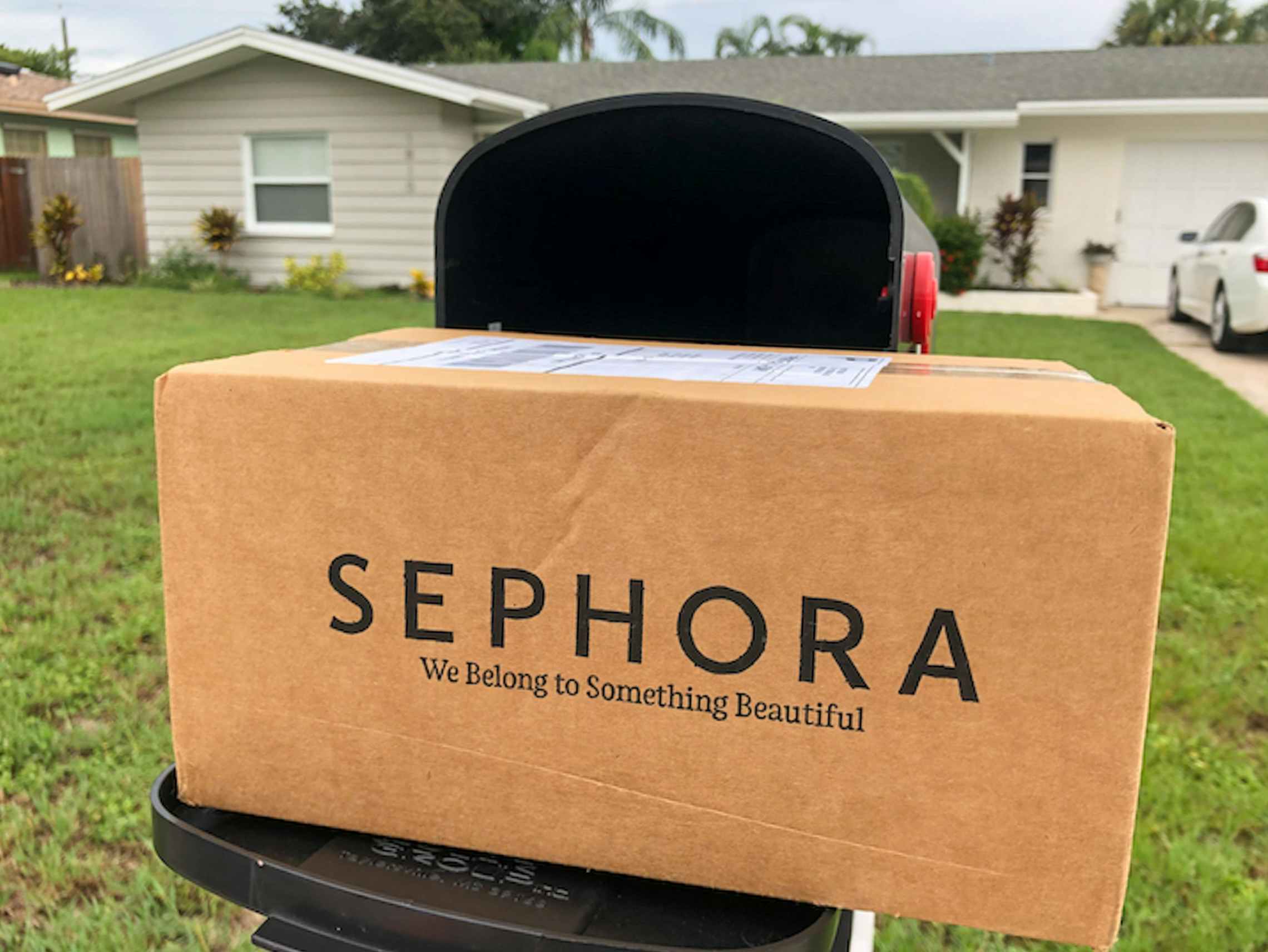 Sephora box at a mail box