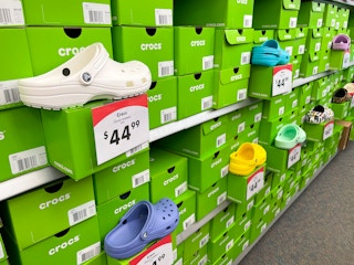 Crocks on display, for sale at Shoe Carnival.
