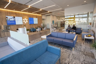 Waiting room in a new Walmart Health clinic