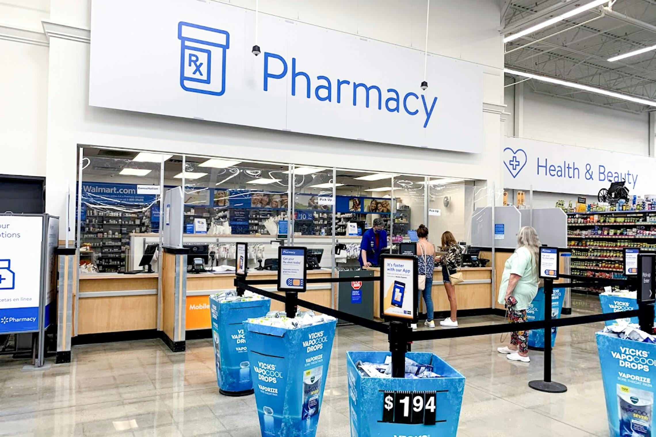 Walmart pharmacy line and counter
