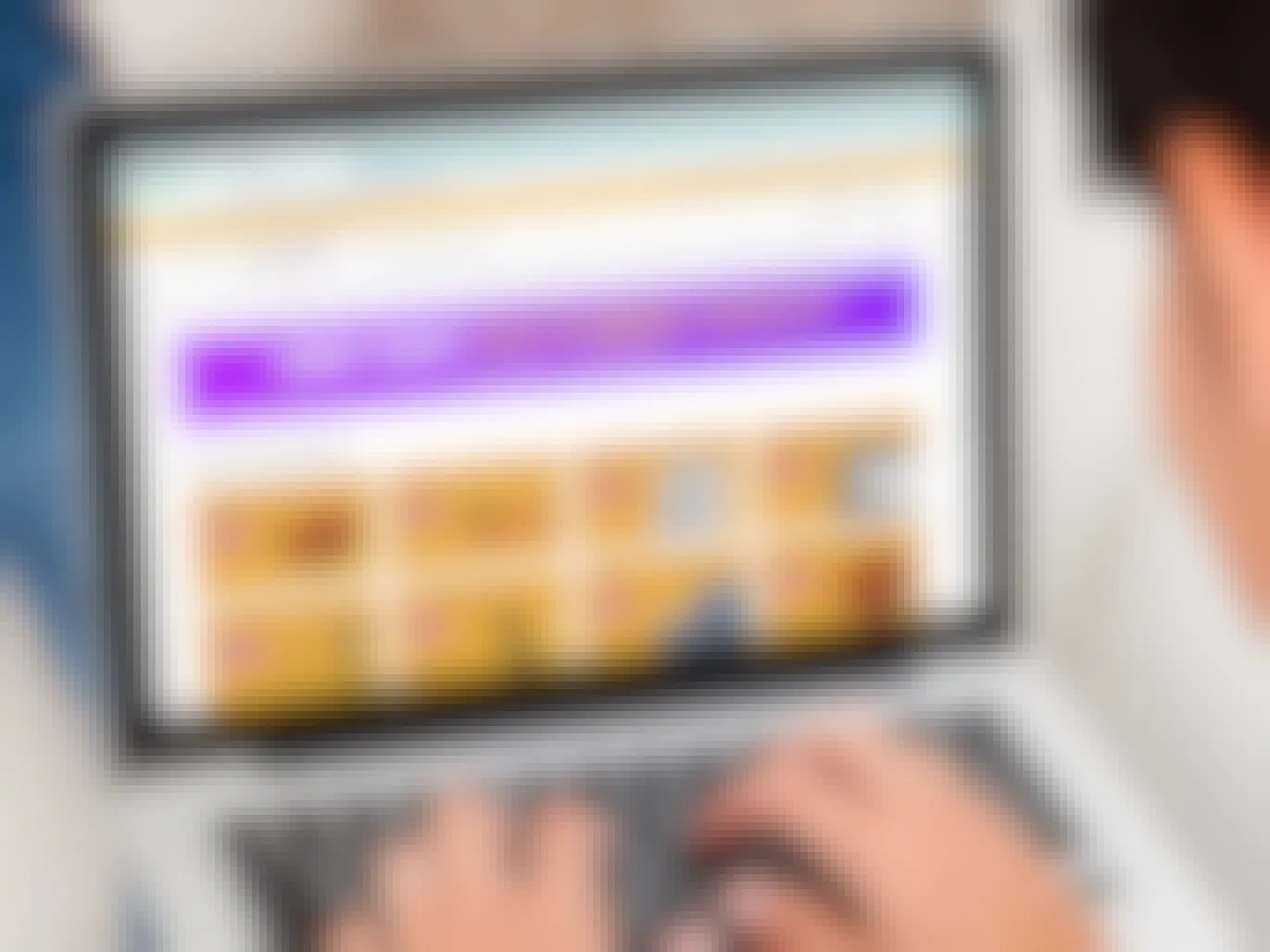 person on laptop looking at wayfair websites way day promotions
