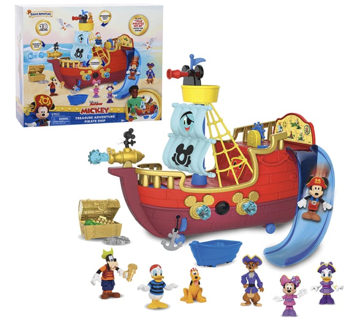 Disney Junior Mickey Mouse Funhouse Treasure Adventure Pirate Ship With Bonus Figures, 18-piece Toy Figures And Playset, Kids Toys For Ages 3 Up, Amazon Exclusive