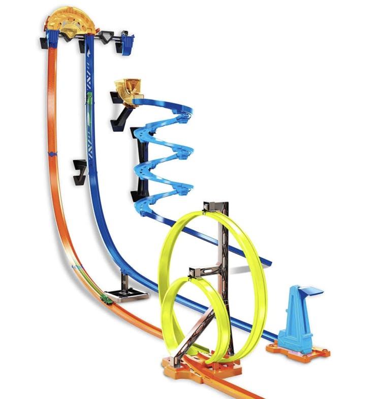  Hot Wheels Track Builder Vertical Launch Set 50 Inches High 3 Stunt Configurations Ages 6 to 10 3M Command Strips [Amazon Exclusive]