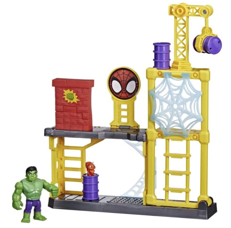 Marvel Spidey and His Amazing Friends Hulk's Smash Yard Preschool Toy, Hulk Playset with Toppling Tower and Smash Wall, Kids Ages 3 and Up (Amazon Exclusive)