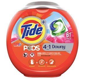 A 61 count container of Tide Pods