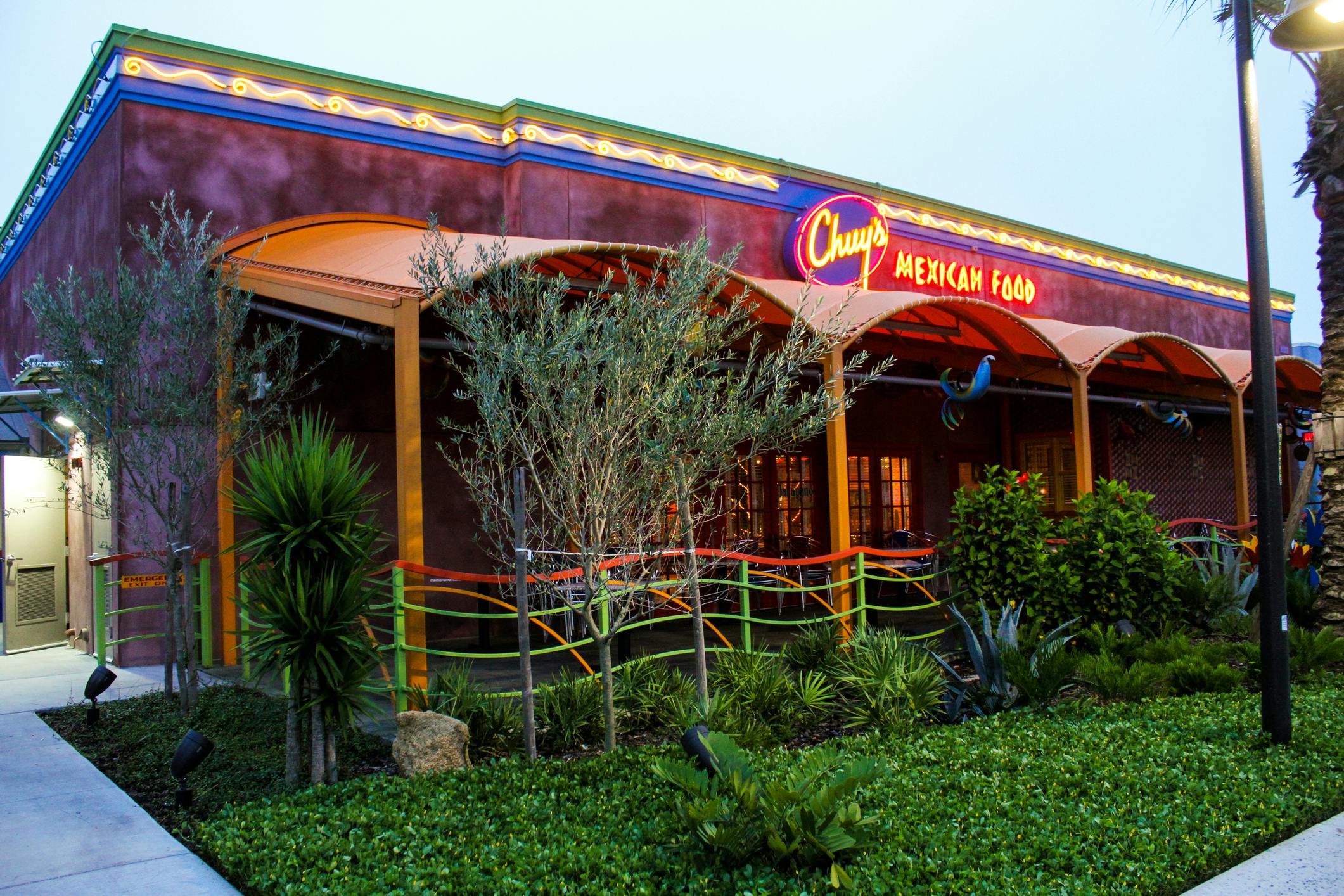 The exterior of a Chuy's Mexican Food restaurant.