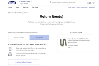 Lowes return screenshot