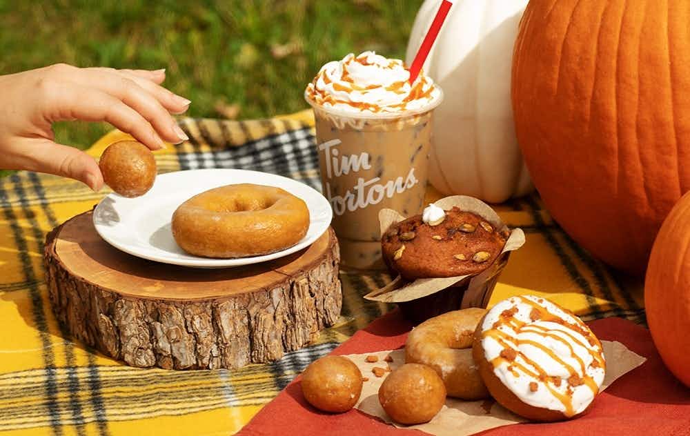 Tim Hortons Facebook post with donut and pumpkin