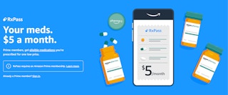 Official graphic explaining Amazon RxPass on Amazon Pharmacy's website.