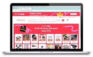 aliexpress singles day sales screenshot on laptop
