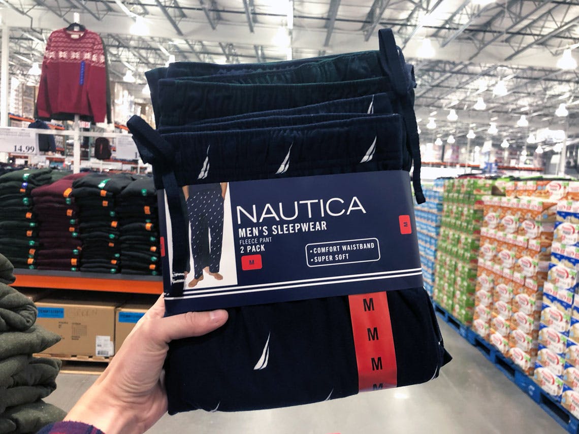 2-Pack Men's Nautica Sleepwear Sueded Fleece Pajamas Pants Blue F Plaid L