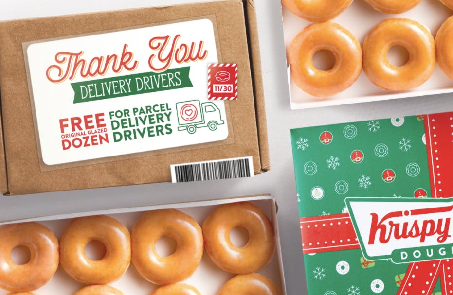 Free Krispy Kreme Dozen for Delivery Drivers on Cyber Monday