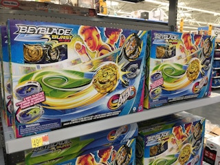 beyblade burst rise toys on a walmart shelf