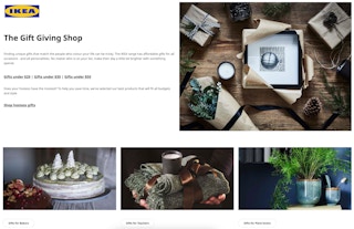 IKEA holiday gift guide webpage screenshot