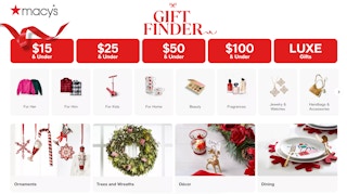 Macy's holiday gift guide webpage screenshot