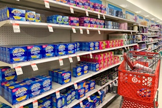 Tampons and pads aisle in target