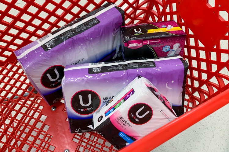 U by kotex pads in target shopping cart
