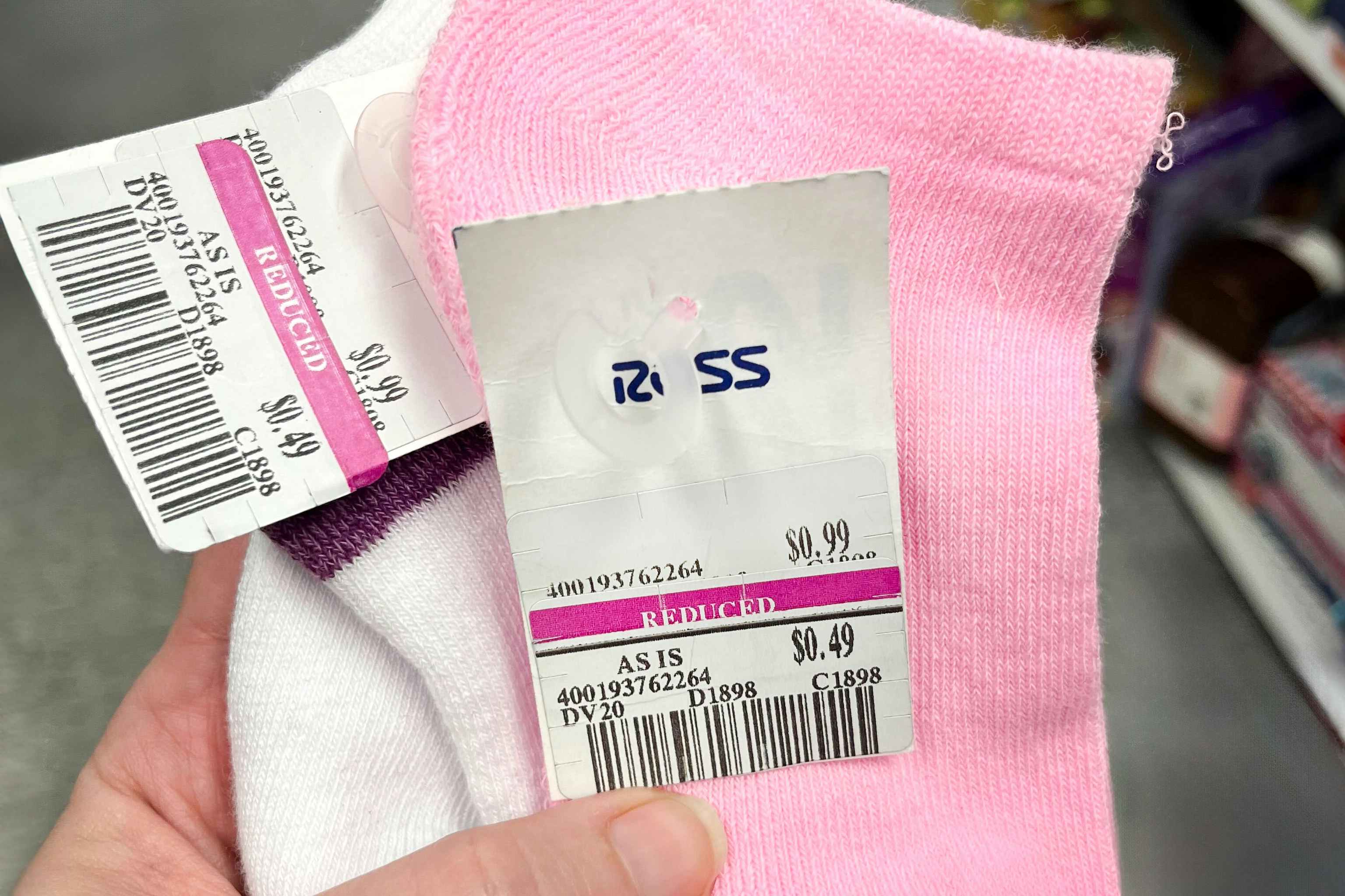 socks with a $0.49 price tag at ross