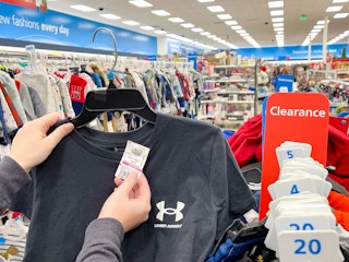 Holding a clearance tag in Ross