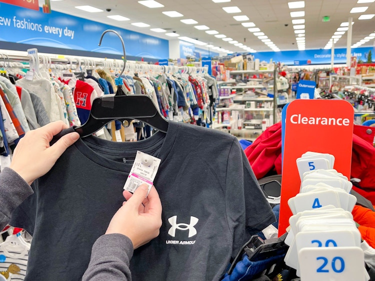 Holding a clearance tag in Ross
