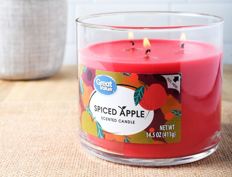 A Great Value Spiced Apple scented candle