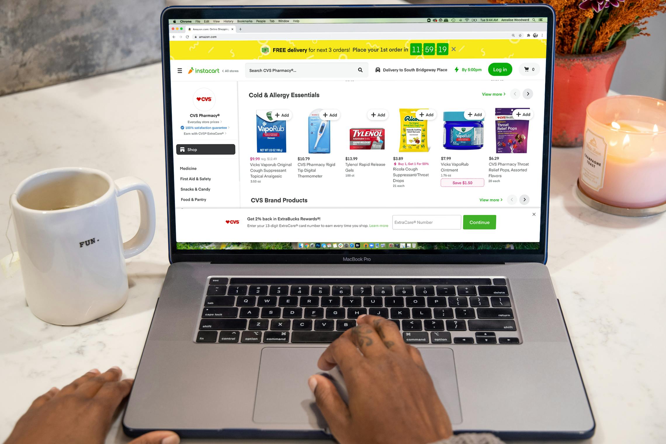 Someone browsing through CVS Instacart store on a laptop