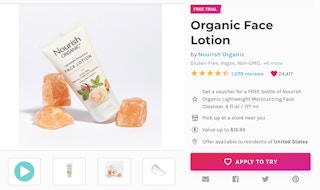 Organic face lotion screenshot