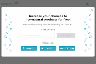 A screenshot of the "Share" popup on Social Nature's website.