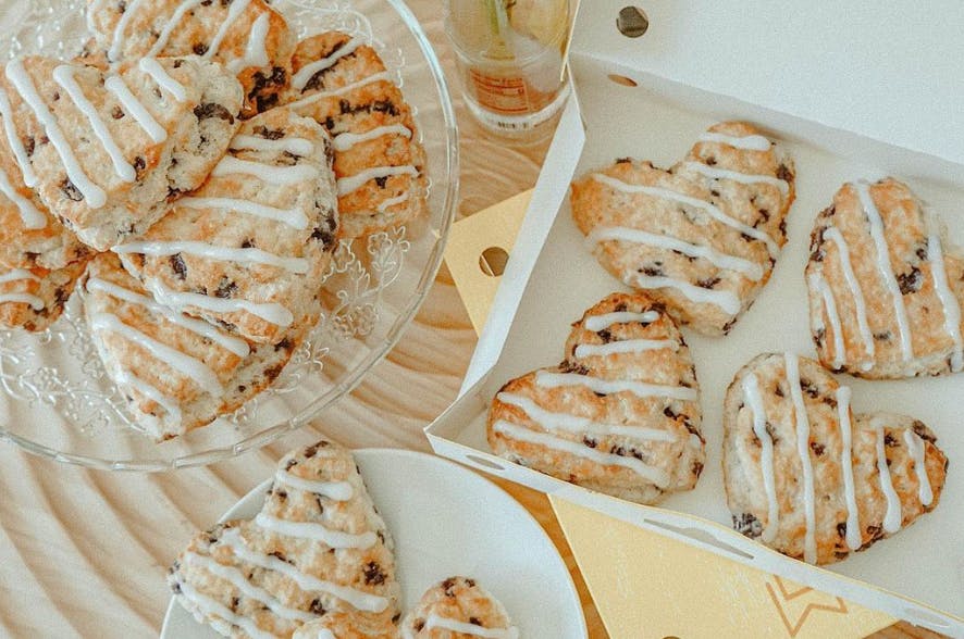 a group of heart shaped buiscuits from bojangles