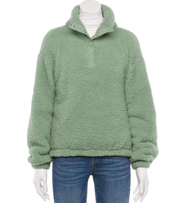 kohls Juniors' So Long Sleeve Quarter Snap Sherpa Pullover stock image 2021