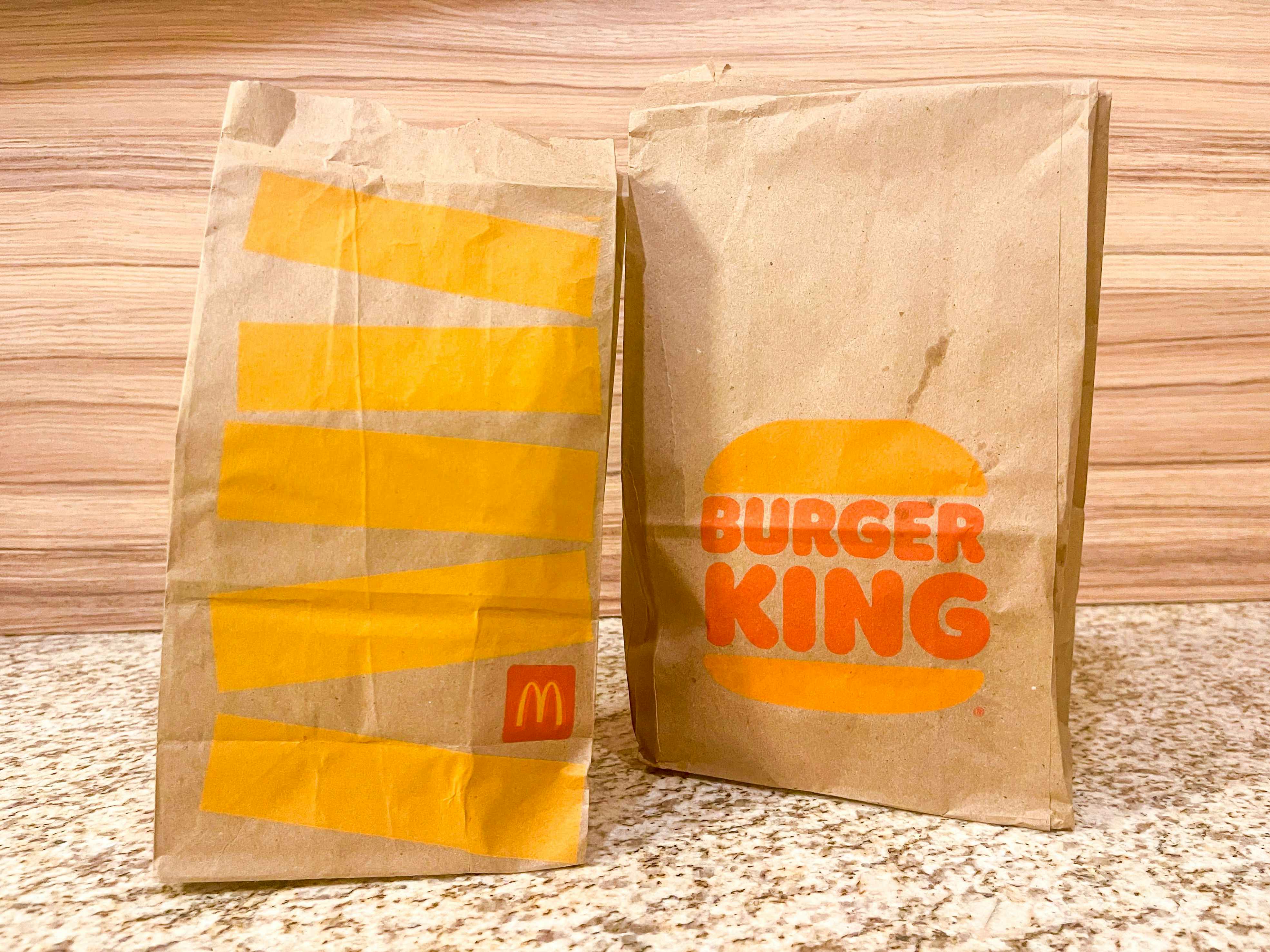 mcdonalds and burger king takeout bags