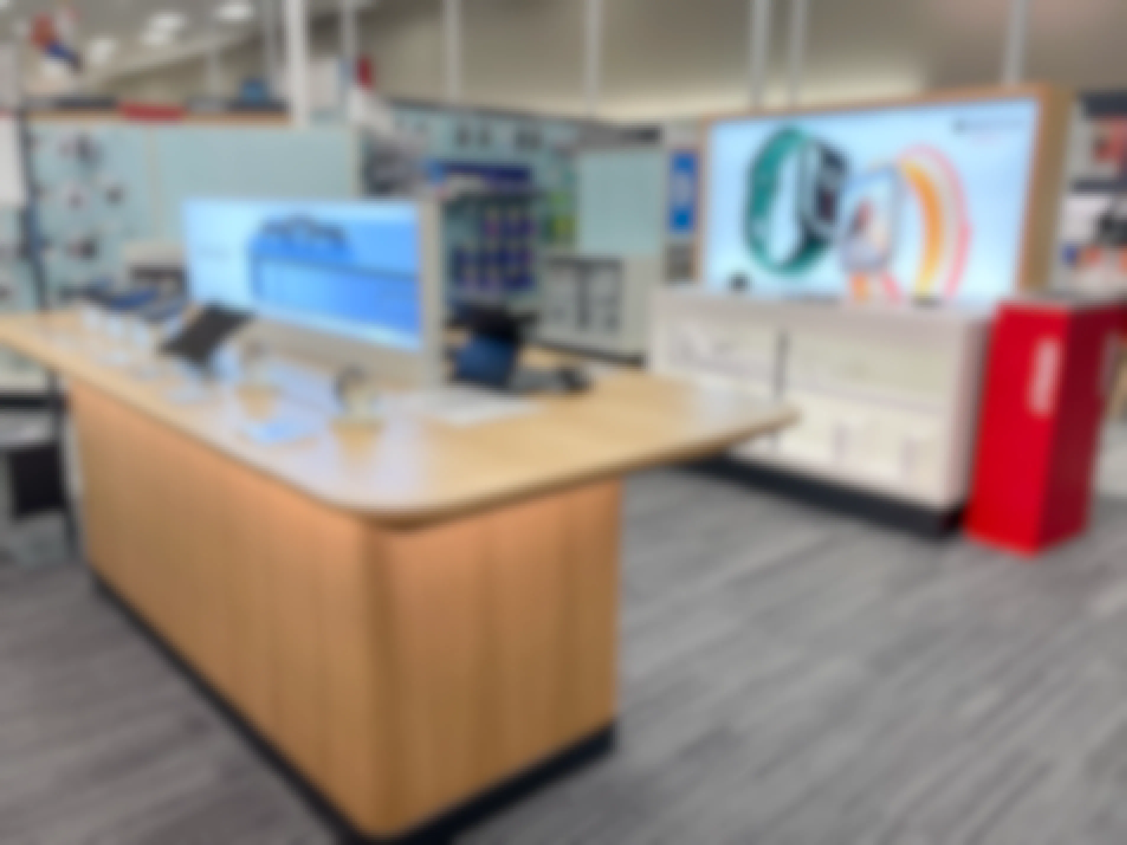 inside target electronics department with apple store layout